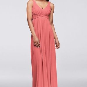 Bridesmaid coral David’s Bridal dress